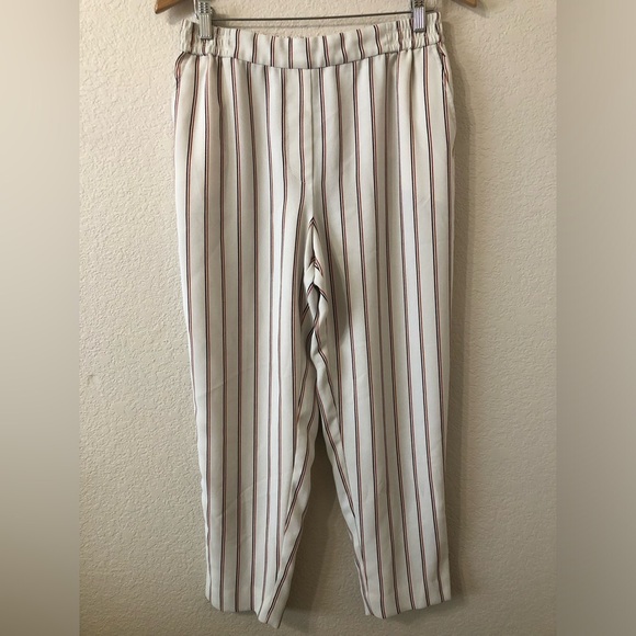 Anthropologie the Essential Pull-On Trouser in White & Red Blue Stripes - Small - Picture 1 of 10
